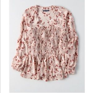 AEO SMOCKED FLOWY TOP